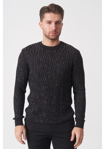 São Luís 2023630 Slim Fit Pamuklu Venezia Spor Yaka Triko Siyah Antrasit