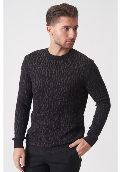 São Luís 2023630 Slim Fit Pamuklu Venezia Spor Yaka Triko Siyah Antrasit modelleri