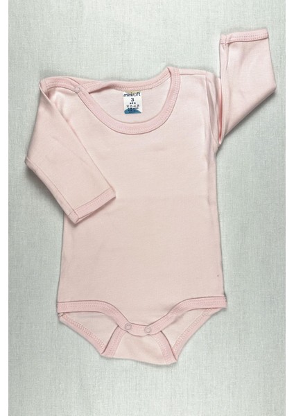Bebek Uzun Kollu Badi Çıtçıtlı Zıbın %100 Pamuk - Pembe