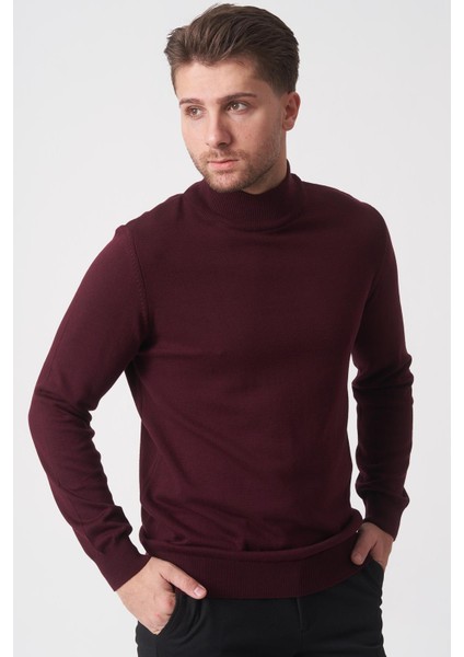 Salvador 1010 Basic Slim Fit Pamuklu Yarım Balıkçı Triko Bordo fiyatları