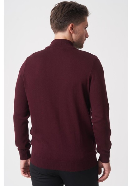 Salvador 1010 Basic Slim Fit Pamuklu Yarım Balıkçı Triko Bordo fırsatları