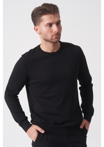 Rio De Janeiro WTRK1000 O Yaka Slim Fit Pamuklu Triko Siyah modelleri
