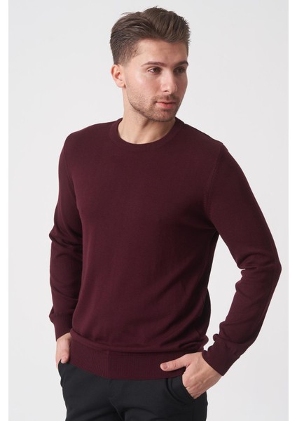 Rio De Janeiro WTRK1000 O Yaka Slim Fit Pamuklu Triko Bordo fiyatları
