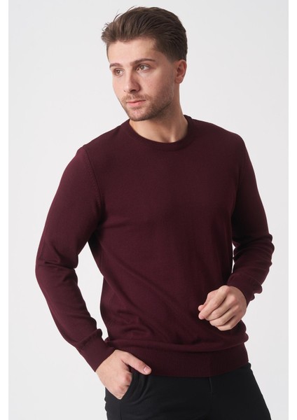Rio De Janeiro WTRK1000 O Yaka Slim Fit Pamuklu Triko Bordo fırsatları