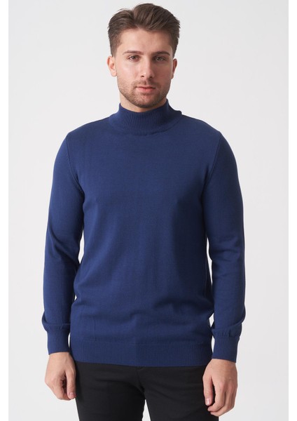 Salvador 1010 Basic Slim Fit Pamuklu Yarım Balıkçı Triko A.lacivert