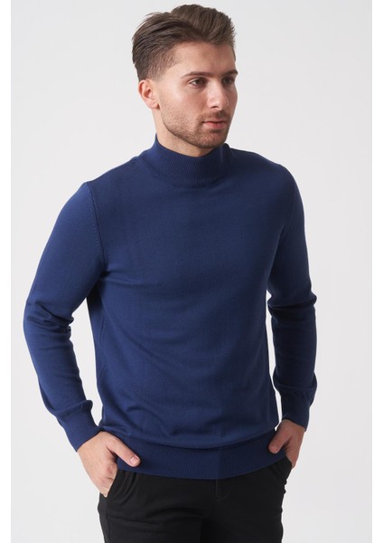 Salvador 1010 Basic Slim Fit Pamuklu Yarım Balıkçı Triko A.lacivert modelleri