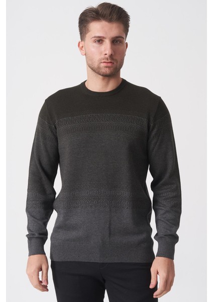 Manaus 3085 Slim Fit Pamuklu O Yaka Triko Gri