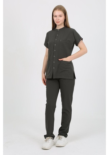 Freesia Hakim Yaka Koyu Haki Unisex Uniforma (Likralı) 2xs - Takım - Hayır Isim Yazılmasın
