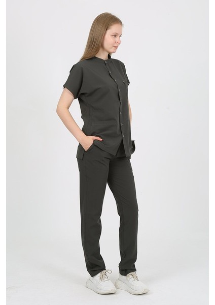 Freesia Hakim Yaka Koyu Haki Unisex Uniforma (Likralı) 2xs - Takım - Hayır Isim Yazılmasın