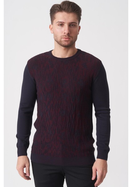 Guarulhos 2024-36 O Yaka Slim Fit Pamuklu Venezia Triko Laci Bordo