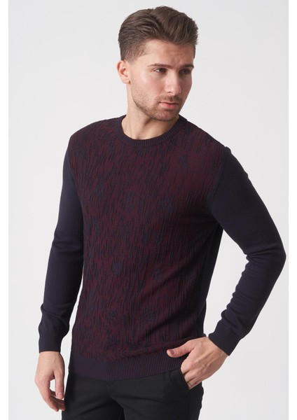 Guarulhos 2024-36 O Yaka Slim Fit Pamuklu Venezia Triko Laci Bordo modelleri