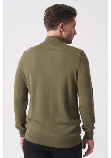 Brasília 1030 Slim Fit Basic Yarım Fermuarlı Triko A.haki fırsatları