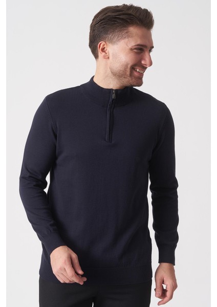 Brasília 1030 Slim Fit Basic Yarım Fermuarlı Triko Laci