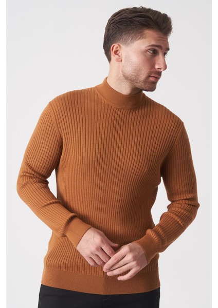 Águeda 1284 Slim Fit Yarım Balıkçı Triko Hardal modelleri