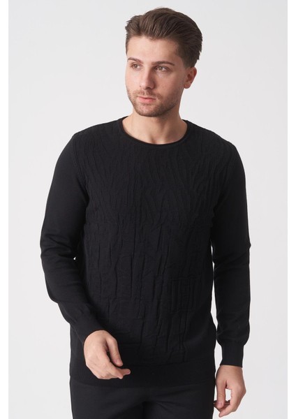 Recife 23910 Sosis Yaka Slim Fit Triko Siyah