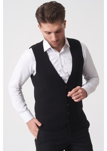 Campinas 202438 Slim Fit Pamuklu Yelek Triko Siyah modelleri