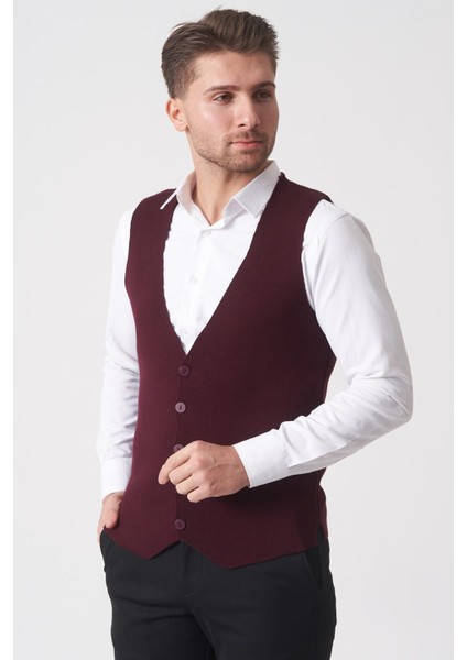 Campinas 202438 Slim Fit Pamuklu Yelek Triko Bordo fiyatları