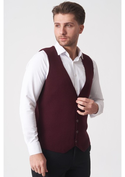 Campinas 202438 Slim Fit Pamuklu Yelek Triko Bordo modelleri