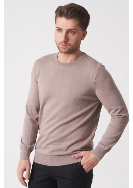 Rio De Janeiro WTRK1000 O Yaka Slim Fit Pamuklu Triko Taş Melanj modelleri