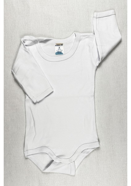 Bebek Uzun Kollu Badi Çıtçıtlı Zıbın %100 Pamuk - Beyaz