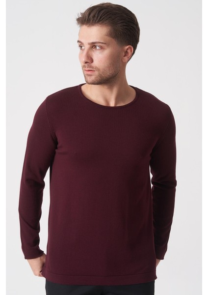 Belo Horizonte 1111 Slim Fit Basic Torba Sosisyaka Triko Bordo
