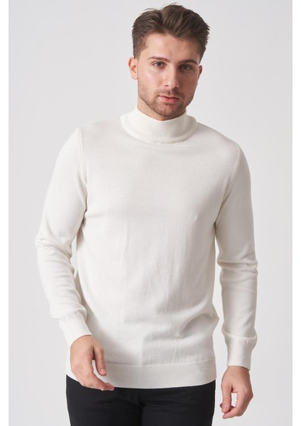 Salvador 1010 Basic Slim Fit Pamuklu Yarım Balıkçı Triko Ekru fiyatları
