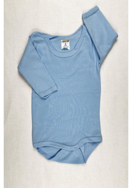 Bebek Uzun Kollu Badi Çıtçıtlı Zıbın %100 Pamuk - Mavi