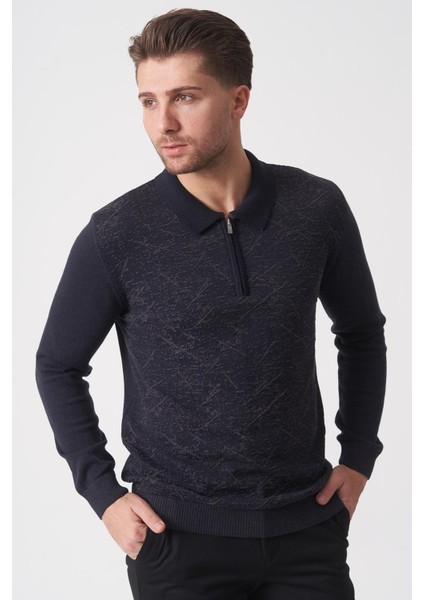 Porto Alegre 2024-32 Slim Fit Fermuarlı Pamuklu Venezia Triko Lacivert Antrasit fiyatları