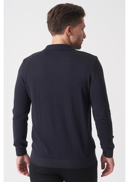 Porto Alegre 2024-32 Slim Fit Fermuarlı Pamuklu Venezia Triko Lacivert Antrasit fırsatları