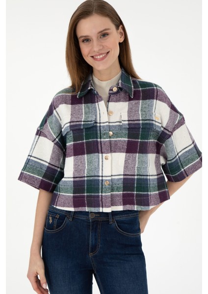 Kadın Menekşe Gömlek Desenli 50289839-VR037 modelleri