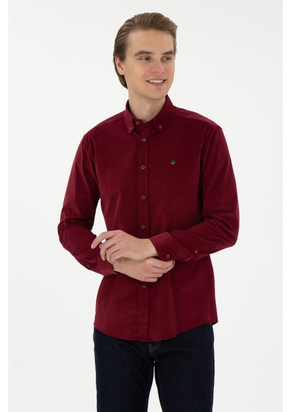 Erkek Bordo Gömlek Desenli 50291395-VR014