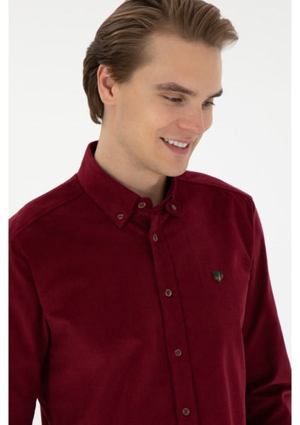 Erkek Bordo Gömlek Desenli 50291395-VR014 fiyatları