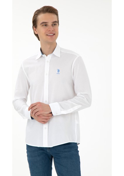 Erkek Beyaz Gömlek Desenli 50292303-VR013