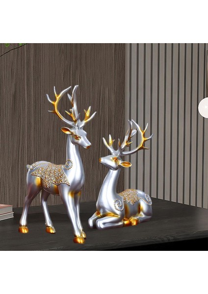 2 Parça Geyik Çift Heykeli Kapalı Oturma Odası Için Yaratıcı Geyik Heykelcik Argent (Yurt Dışından) indirimleri