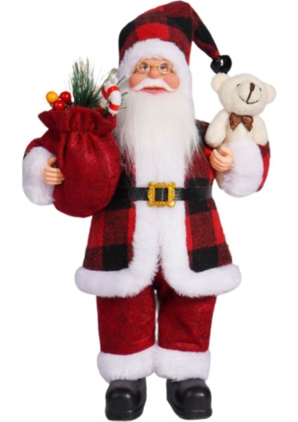 Noel Noel Baba Figürü Dekorasyonu Çok Yönlü Çocuklar Yetişkinler Aile Çocuk Oyuncağı Siyah ve Kırmızı Kareli (Yurt Dışından)