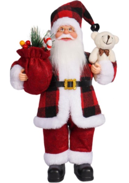Noel Noel Baba Figürü Dekorasyonu Çok Yönlü Çocuklar Yetişkinler Aile Çocuk Oyuncağı Siyah ve Kırmızı Kareli (Yurt Dışından)