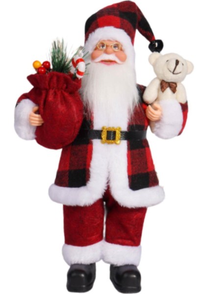 Noel Noel Baba Figürü Dekorasyonu Çok Yönlü Çocuklar Yetişkinler Aile Çocuk Oyuncağı Siyah ve Kırmızı Kareli (Yurt Dışından)