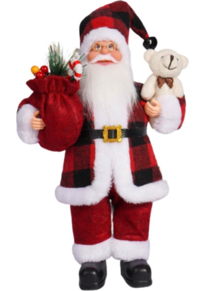 Noel Noel Baba Figürü Dekorasyonu Çok Yönlü Çocuklar Yetişkinler Aile Çocuk Oyuncağı Siyah ve Kırmızı Kareli (Yurt Dışından)