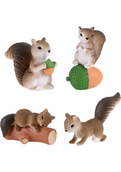 Minyatür Sincap Figürü Süsleme El Sanatları Düzenleme B Için 4 (Yurt Dışından)