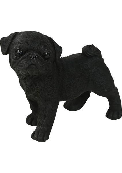 Sevimli Pug Heykelcik Dekor Minyatür Kaymaz Hayvan Zanaat Köpek Heykeli Heykel Siyah (Yurt Dışından)