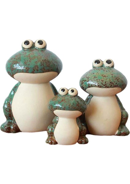 3 Figürler Kurbağa Heykeli Odası Ev Üstü Yeşil (Yurt Dışından)