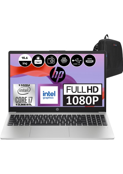 250 G10 Intel Core I7 1355U 32GB 1tb SSD Intel® Iris® Xᵉ Windows 11 Home 15.6" Fhd Taşınabilir Bilgisayar 9G1E6ETH11 + Weblegelsin Çanta