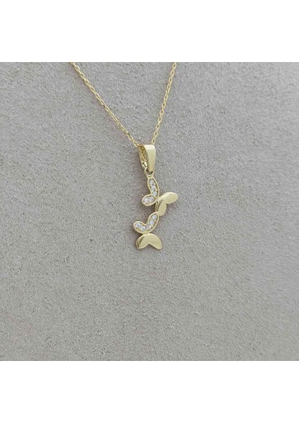 Taşlı Çift Kelebek Kolye Ucu – KLU0509