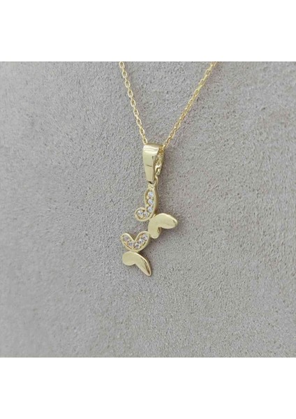 Taşlı Çift Kelebek Kolye Ucu – KLU0509