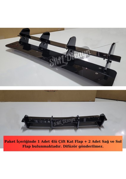 SML Dizayn Volkswagen Golf 7.5 R Tampon Için Difüzör Flap-Flapları-Bıçakları 8 mm Kalınlık Parlak Siyah