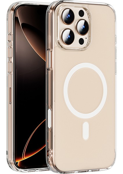 iPhone 16 Pro Max Uyumlu Kılıf Magsafe Şarj Özellikli Wiwu MCC-102 Magnetic Crystal Sert Pc Şeffaf