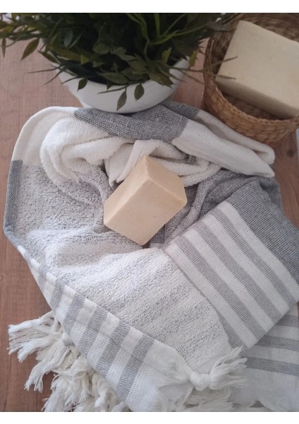 Zndstore Peştamal Havlu Gri-Beyaz