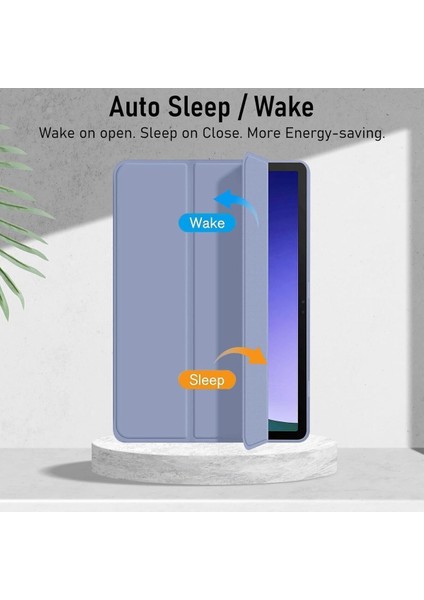 Samsung Galaxy Tab S9+ Fe Plus 12.4 Uyumlu Kılıf Uyku Modlu Pu Deri Arkası Silikon Kalem Bölmeli