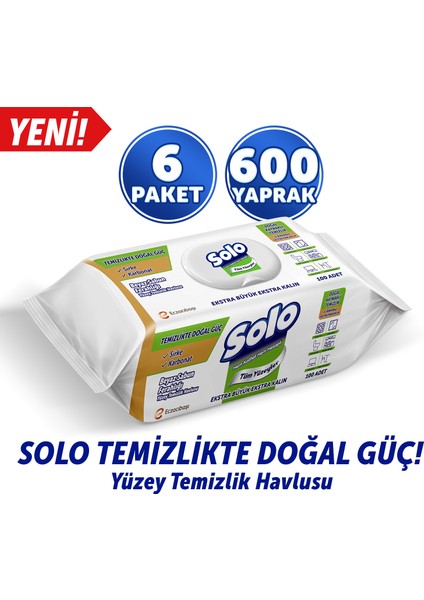 Temizlikte Doğal Güç Beyaz Sabun Ferahlığı Yüzey Temizlik Havlusu 6'lı 600 Yaprak