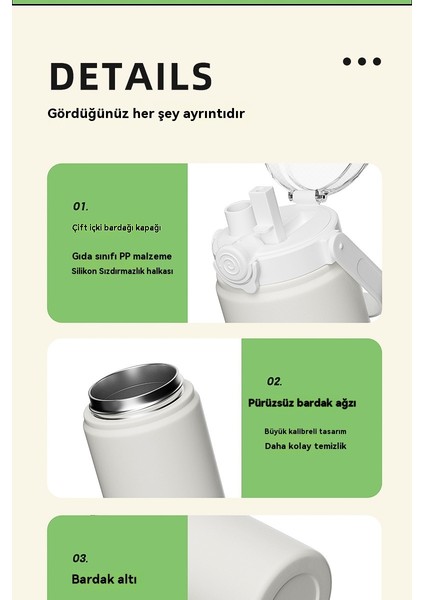 El Termos Bardak Çift Içme Bardağı Büyük Kapasiteli Termos Saksı Spor 316 Paslanmaz Çelik Gıda Sınıfı Yüksek Değerli Su Isıtıcısı (Yurt Dışından)